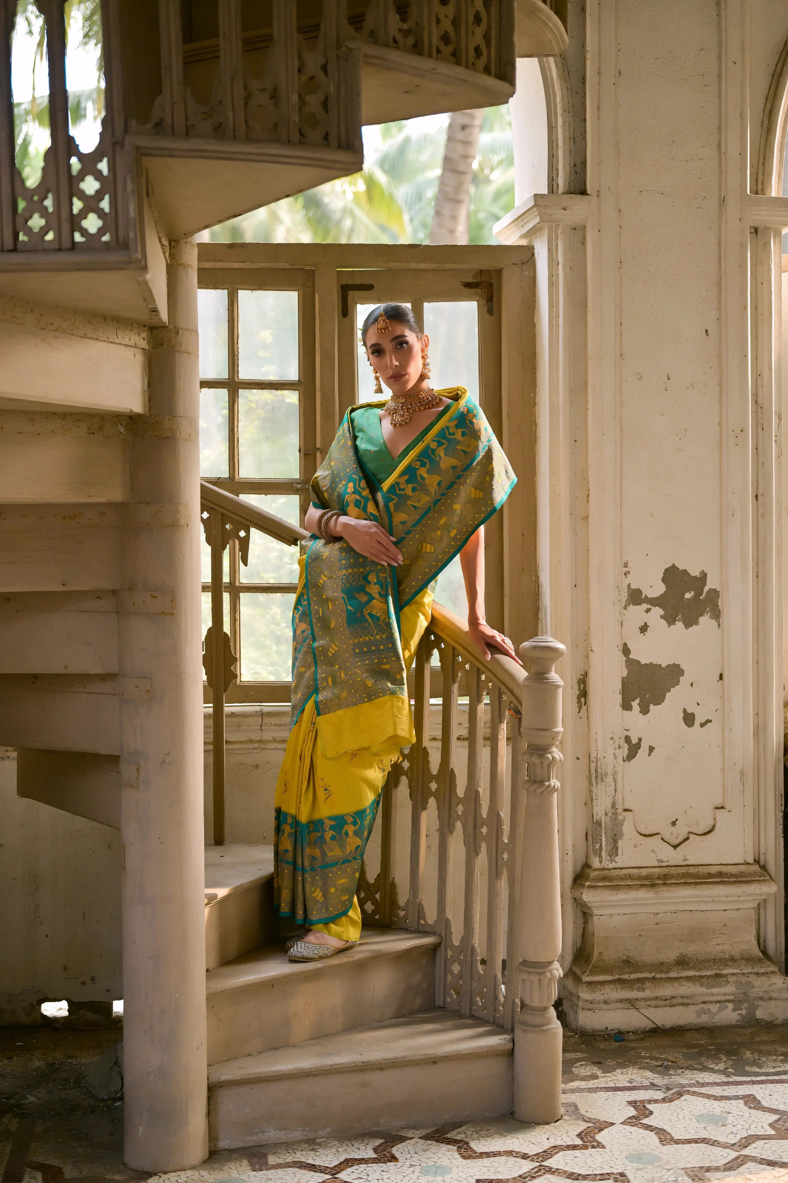 Yellow Zari Weaving Banarasi Silk Saree